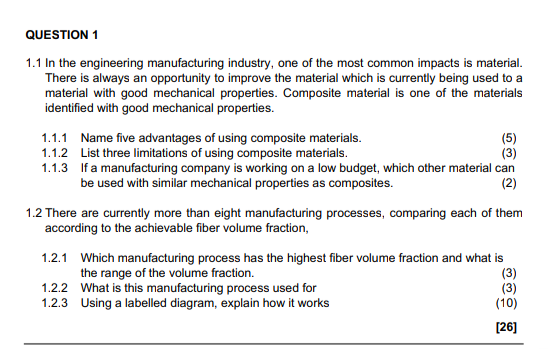 Question 1 1 1 In The Engineering Manufacturing Industry One Of The Most Common Impacts Is Material There Is Always An 1