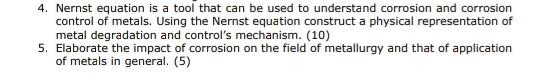 4 Nernst Equation Is A Tool That Can Be Used To Understand Corrosion And Corrosion Control Of Metals Using The Nernst 1