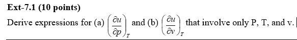 Ext 7 1 10 Points Derive Expressions For A Du Op T And B Du Av That Involve Only P T And V T 1