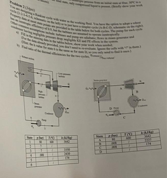 Problem 2 34pcs State Only Compressed Biquid Is Present Triefty Show Your Work Rope Process From An Initial State A 1