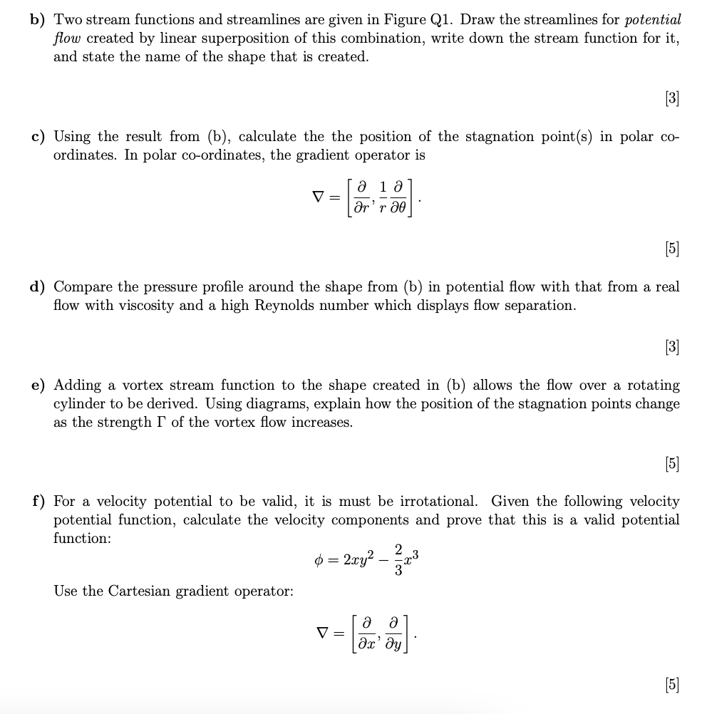 B Two Stream Functions And Streamlines Are Given In Figure Q1 Draw The Streamlines For Potential Flow Created By Linea 1