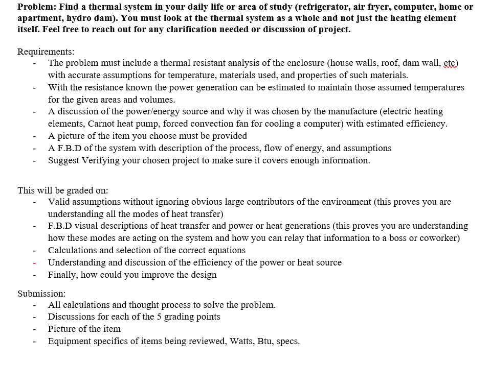 Problem Find A Thermal System In Your Daily Life Or Area Of Study Refrigerator Air Fryer Computer Home Or Apartment 1