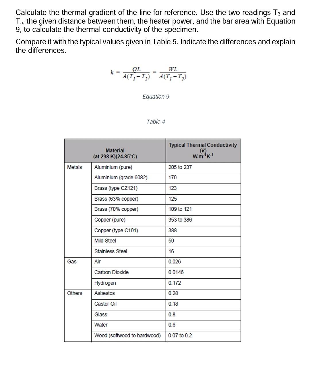 K Value 0 134 00 O 123 19 3 B 113 66 111 67 112 32 S W M K 1 K Calculate The Thermal Gradient Of The Line 2