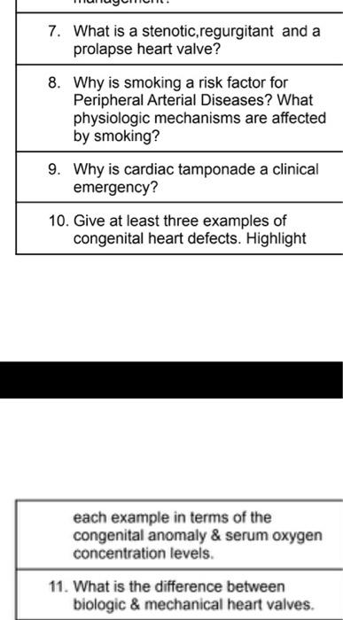 7 What Is A Stenotic Regurgitant And A Prolapse Heart Valve 8 Why Is Smoking A Risk Factor For Peripheral Arterial D 1