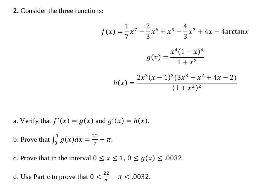 2 Consider The Three Functions 1 F X X H X A Verify That F X G X And G X H X B Prove That G X 1