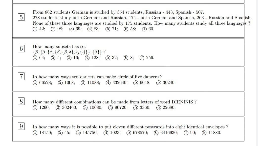 From 862 Students German Is Studied By 354 Students Russian 443 Spanish 507 5 278 Students Study Both German And 1