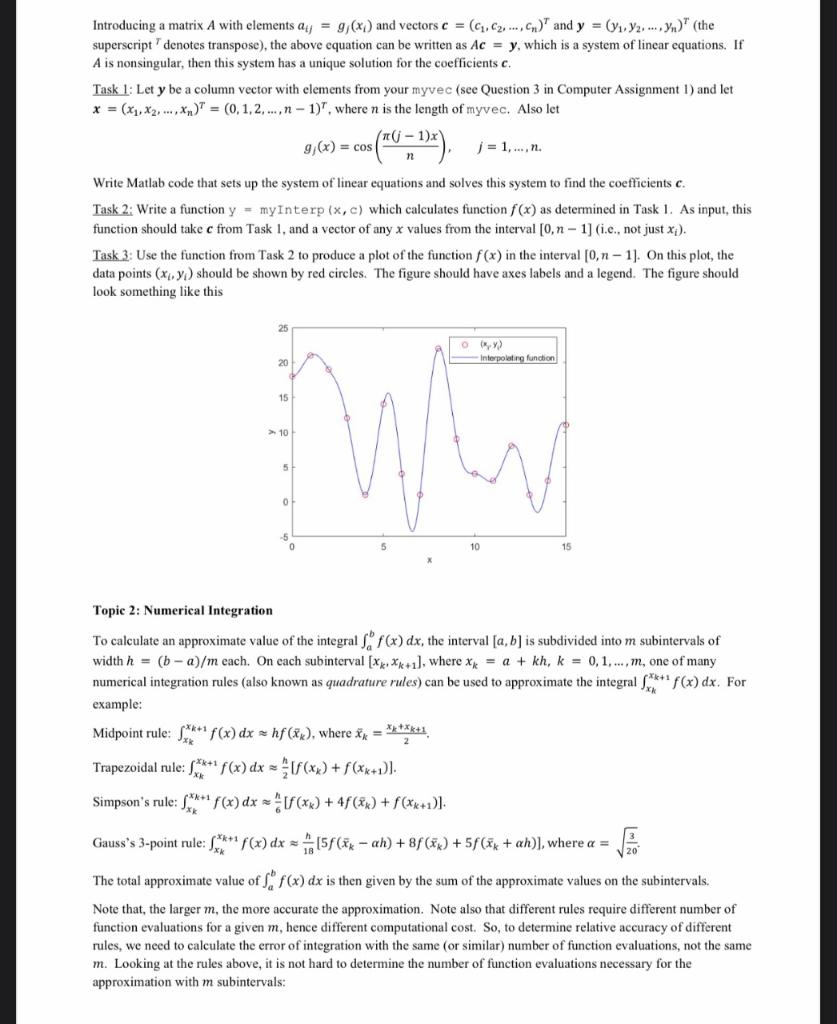 Introducing A Matrix A With Elements A G X And Vectors C C C Cn And Y Y 2 The Superscript Denotes Tra 1