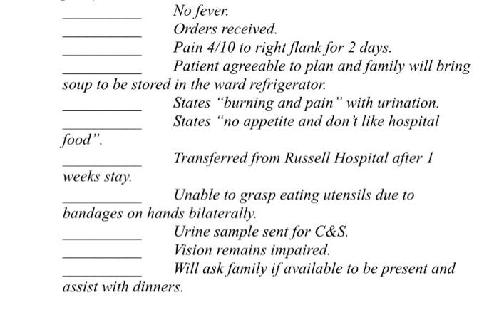 Statements You May Find In An Entry In Which Category Would They Go D Data A Action R Response No Fever Order 2