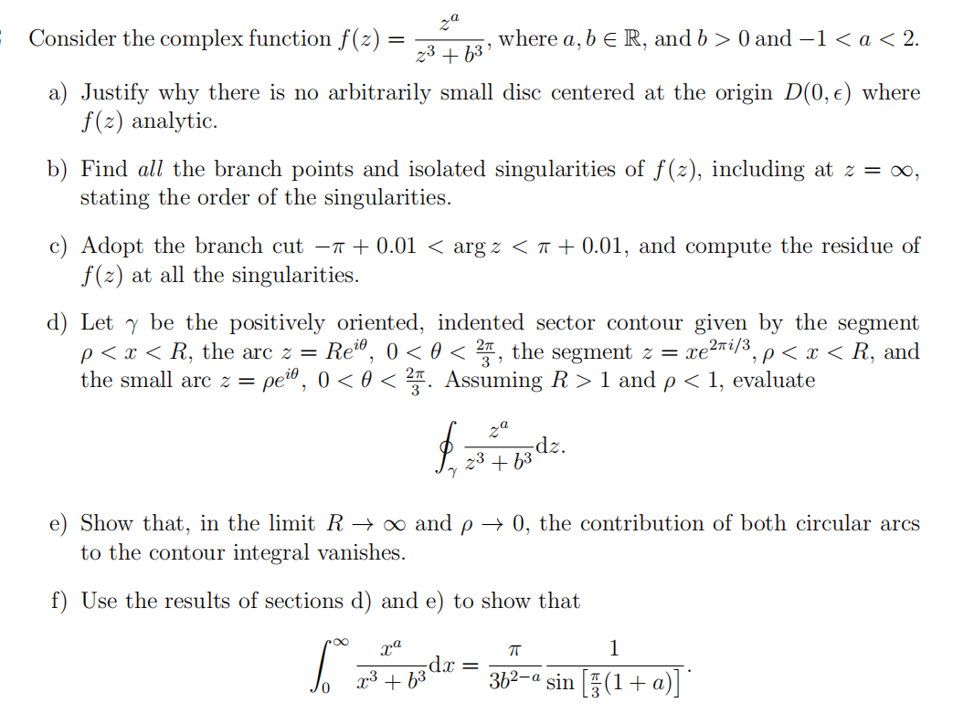 Where A B R And B 0 And 1 A 2 Za Consider The Complex Function F Z 23 6 A Justify Why There Is No Ar 1