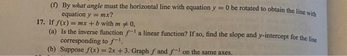 F By What Angle Must The Horizontal Line With Equation Y 0 Be Rotated To Obtain The Line With Equation Y Mx 17 I 1
