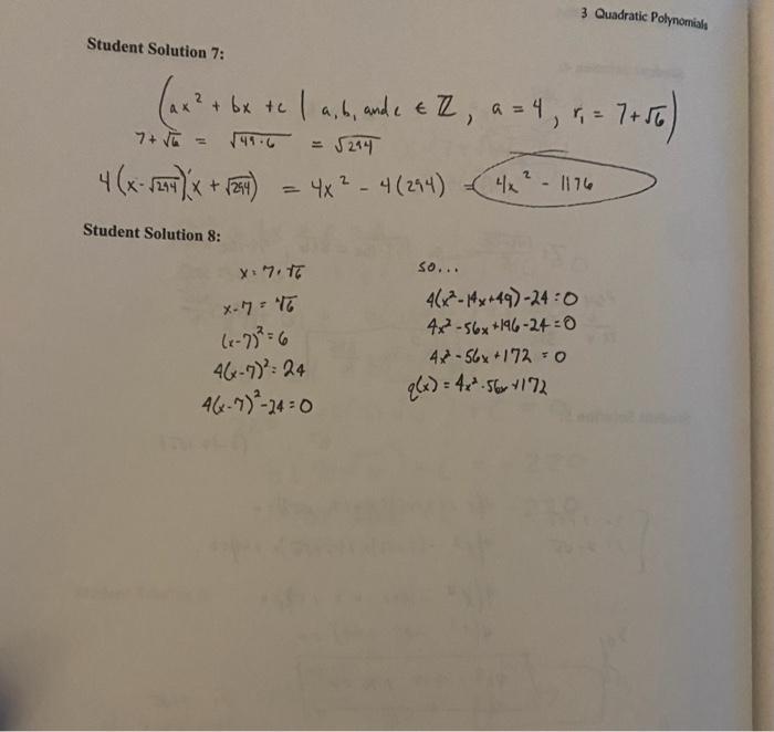 Problem 2 Find The Unique Quadratic Polynomial Such That All Three Of The Following Are True All The Coefficients 4