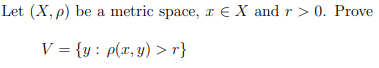 Let X P Be A Metric Space Z X And R 0 Prove V Y P X Y R 1