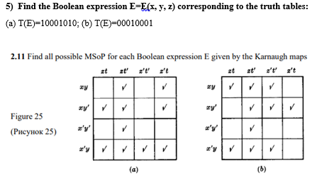 5 Find The Boolean Expression E E X Y Z Corresponding To The Truth Tables A T E 10001010 B T E 00010001 2 11 1