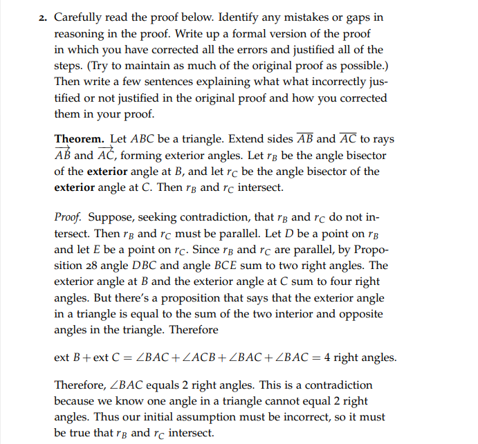 2 Carefully Read The Proof Below Identify Any Mistakes Or Gaps In Reasoning In The Proof Write Up A Formal Version Of 1