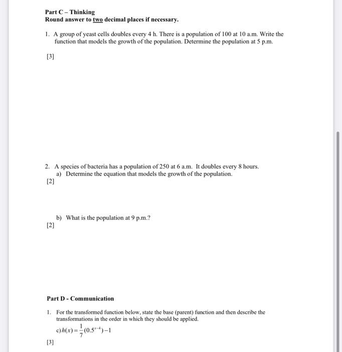 Identify The Choice That Best Completes The Statement Or Answers The Question 1 Which Of The Following Functions Repres 4