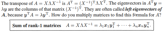 The Transpose Of A Xax Is A X 1 Taxt The Eigenvectors In Aty Xy Are The Columns Of That Matrix X 1 They Are 1