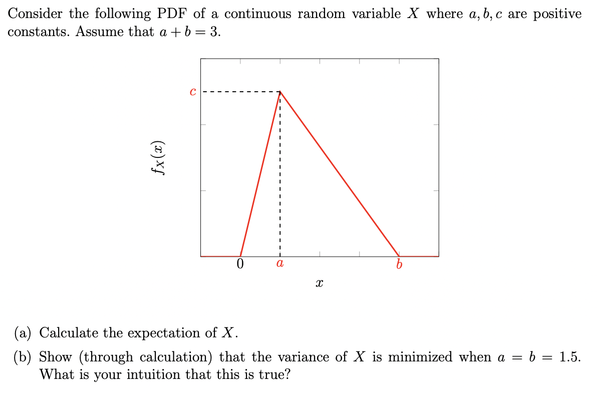 Consider The Following Pdf Of A Continuous Random Variable X Where A B C Are Positive Constants Assume That A B 3 1