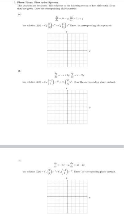 5 Phase Plane First Order Systems This Question Has Two Parts The Solutions To The Following System Of First Differen 1