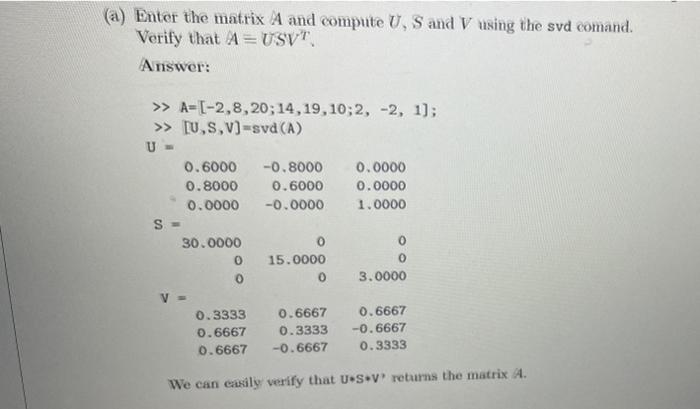 The Svd Decomposition And Image Compression In This Laboratory Session We Will Learn How To 1 Find The Svd Decompositio 3