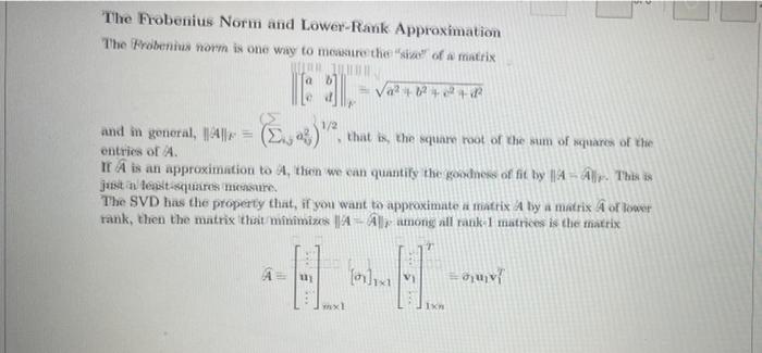 The Svd Decomposition And Image Compression In This Laboratory Session We Will Learn How To 1 Find The Svd Decompositio 5