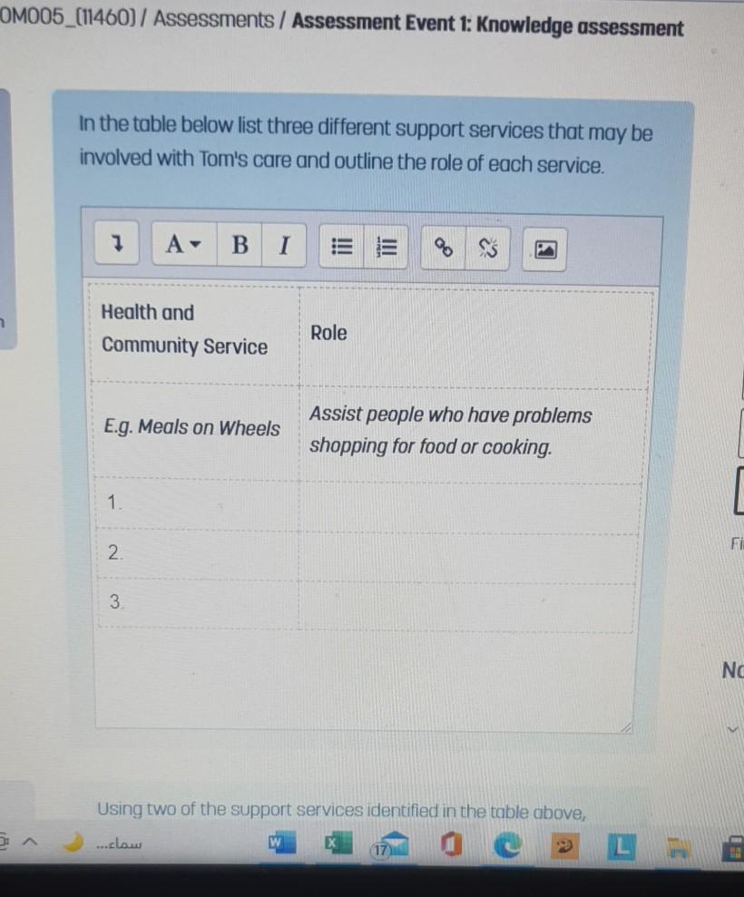 Om005 11460 Assessments Assessment Event 1 Knowledge Assessment In The Table Below List Three Different Support S 1