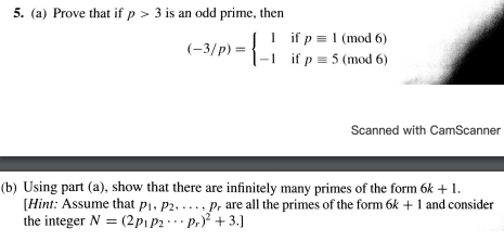 5 A Prove That If P 3 Is An Odd Prime Then If P 1 Mod 6 3 P 1 If P 5 Mod 6 Scanned With Camscanner 1