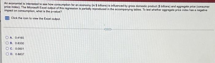 An Economist Is Interested To See How Consumption For An Economy In Billions Is Influenced By Gross Domestic Product 1