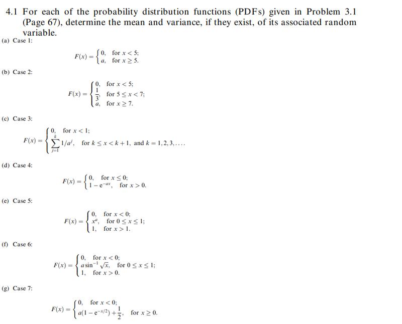 Determine The Mean And Variance If They Exist Of Its Associated Random Variable 1