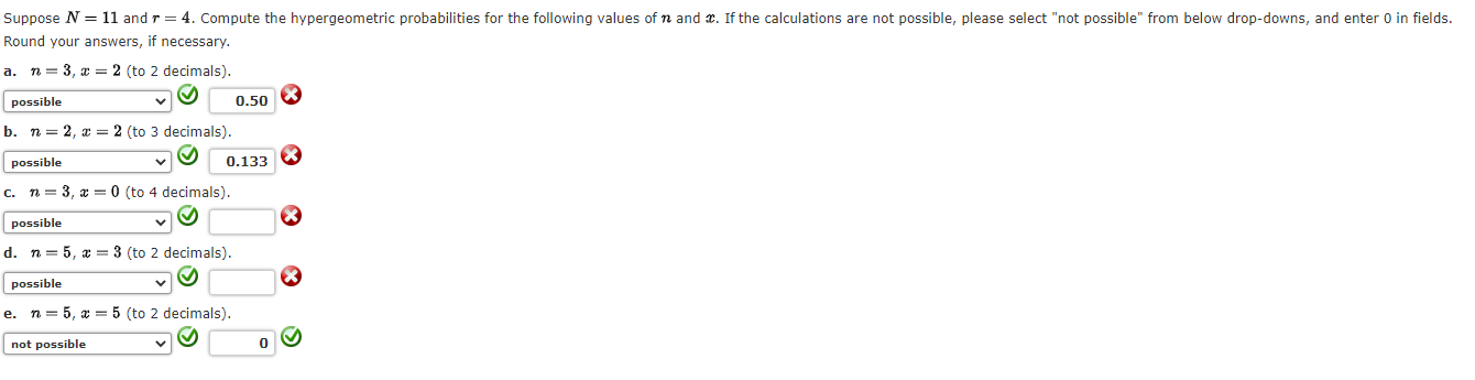 Suppose N 11 And R 4 Compute The Hypergeometric Probabilities For The Following Values Of N And If The Calculatio 1