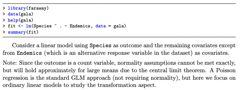 Use The Gala Data From The Faraway Package In R Use The Boxcox Function From The Mass Package To Perform The The Foll 2