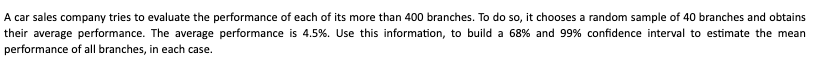 A Car Sales Company Tries To Evaluate The Performance Of Each Of Its More Than 400 Branches To Do So It Chooses A Rand 1