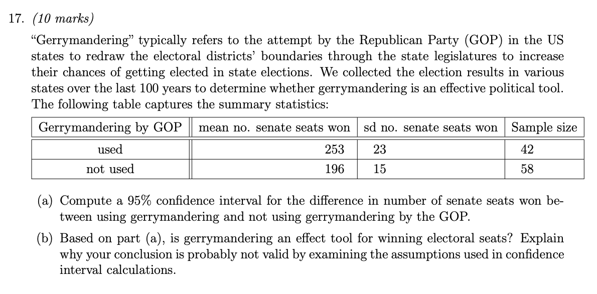 17 10 Marks Gerrymandering Typically Refers To The Attempt By The Republican Party Gop In The Us States To Redraw 1