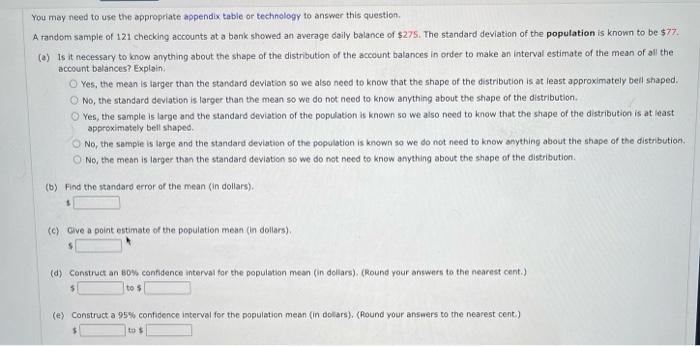 You May Need To Use The Appropriate Appendix Table Or Technology To Answer This Question A Random Sample Of 121 Checkin 1