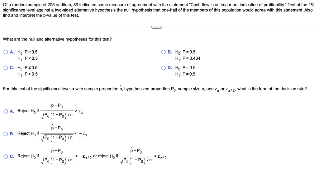 Of A Random Sample Of 205 Auditors 89 Indicated Some Measure Of Agreement With The Statement Cash Flow Is An Important 1