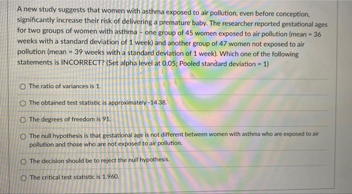 A New Study Suggests That Women With Asthma Exposed To Air Pollution Even Before Conception Significantly Increase The 1