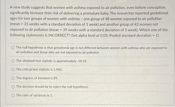 A New Study Suggests That Women With Asthma Exposed To Air Pollution Even Before Conception Significantly Increase The 1