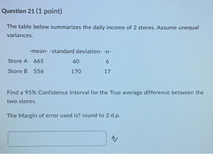 Question 16 1 Point The Table Below Summarizes The Iq Summary Of 2 Groups Group 1 Control And Group 2 Given A Pill Bef 7