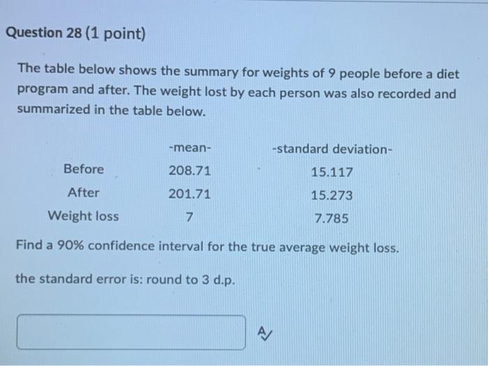 Question 16 1 Point The Table Below Summarizes The Iq Summary Of 2 Groups Group 1 Control And Group 2 Given A Pill Bef 12