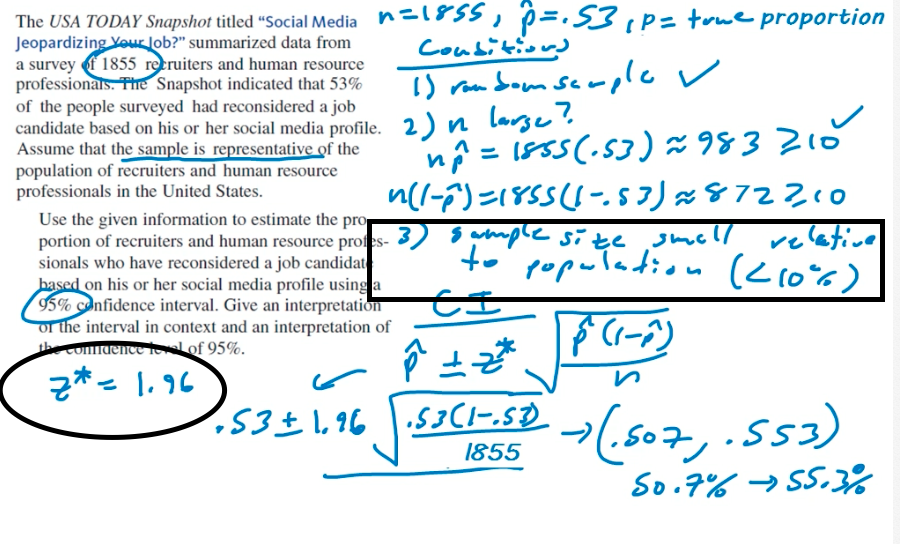 The Usa Today Snapshot Titled Social Media 1855 P 53 P True Proportion Jeopardizing Your Job Summarized Data Fro 1