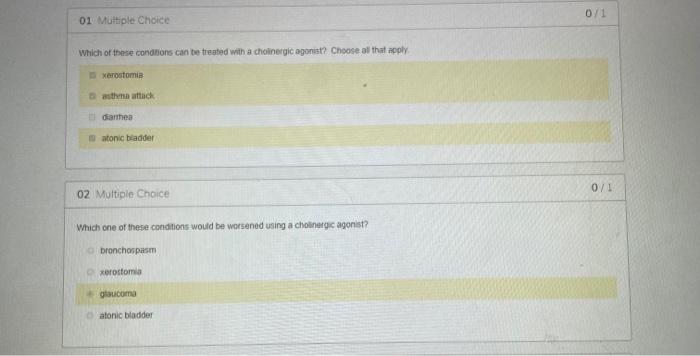 071 01 Multiple Choice Which Of These Conditions Can Be Treated With A Cholinergic Agonist Choose All That Oply Xerosto 1