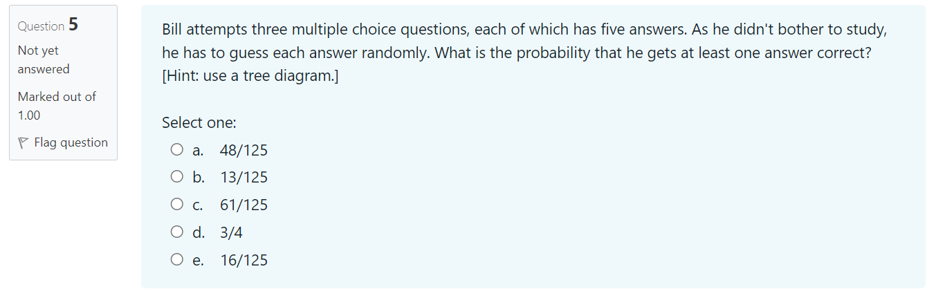 Question 5 Not Yet Answered Marked Out Of 1 00 Flag Question Bill Attempts Three Multiple Choice Questions Each Of Whic 1