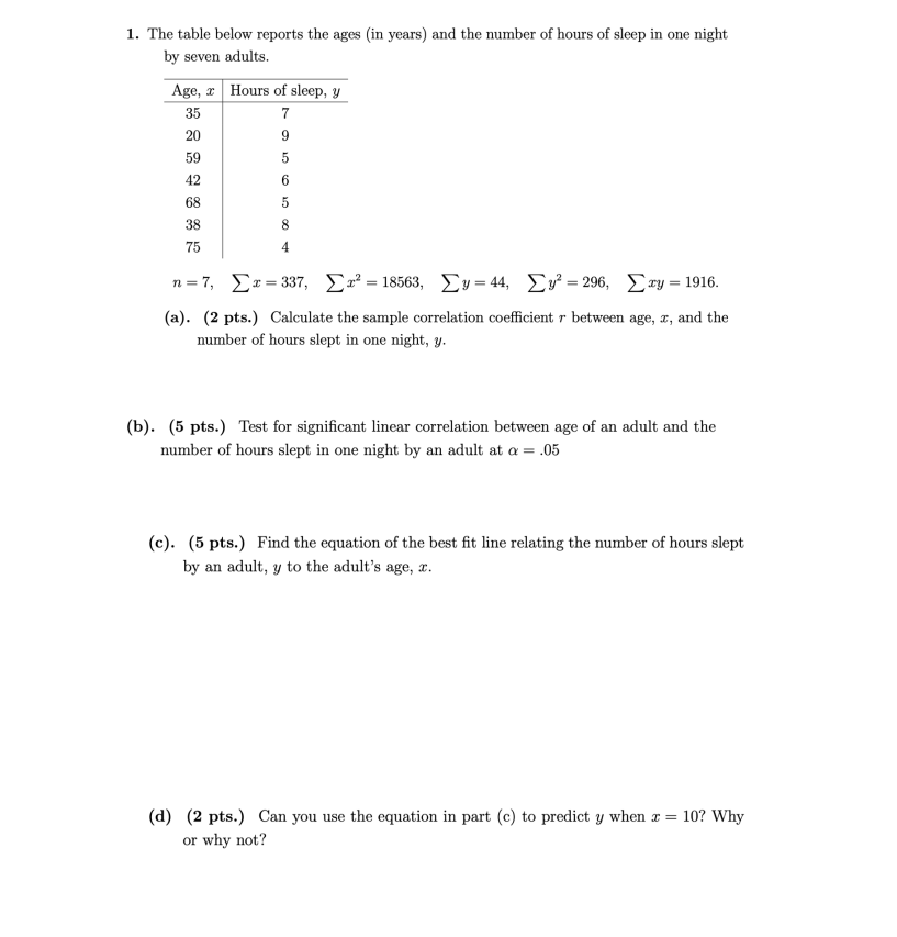 Please Answer All Parts 1