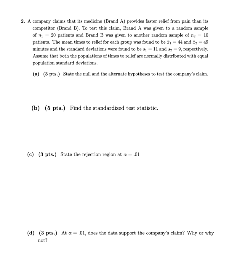Please Answer All Parts 1