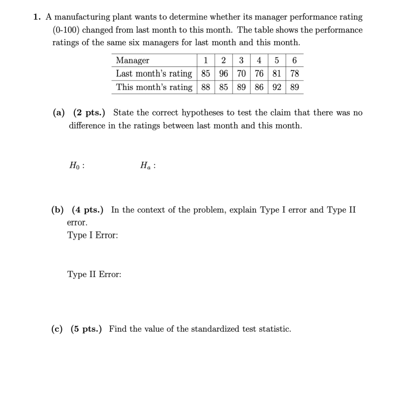 Please Answer All Parts 1