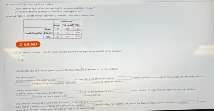 In A Certain Survey Participants Were Asked Do You Favor Or Oppose The Death Penalty For Persons Convicted Of Murder 1