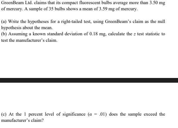 Greenbeam Ltd Claims That Its Compact Fluorescent Bulbs Average More Than 3 50 Mg Of Mercury A Sample Of 35 Bulbs Show 1
