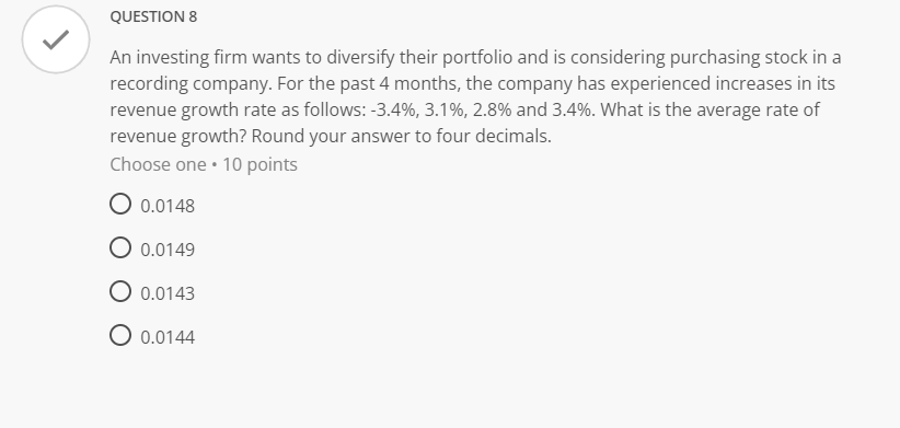 Question 8 An Investing Firm Wants To Diversify Their Portfolio And Is Considering Purchasing Stock In A Recording Compa 1