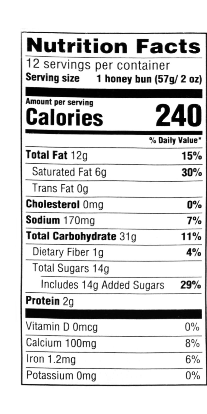 If Joe Ate A Whole Container Of Honey Buns How Many Calories Of Carbohydrate Will He Be Consuming 1