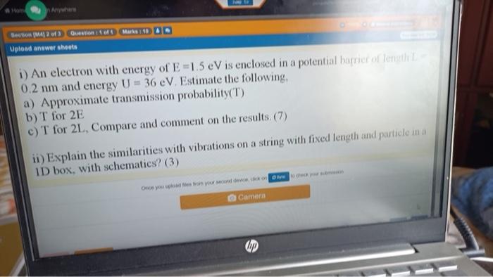 Hom Up To Section M3 1 Of 3 Question 1 Of 1 Marks 10 Upload Answer Sheets I Consider A Thought Experiment Of Locati 2