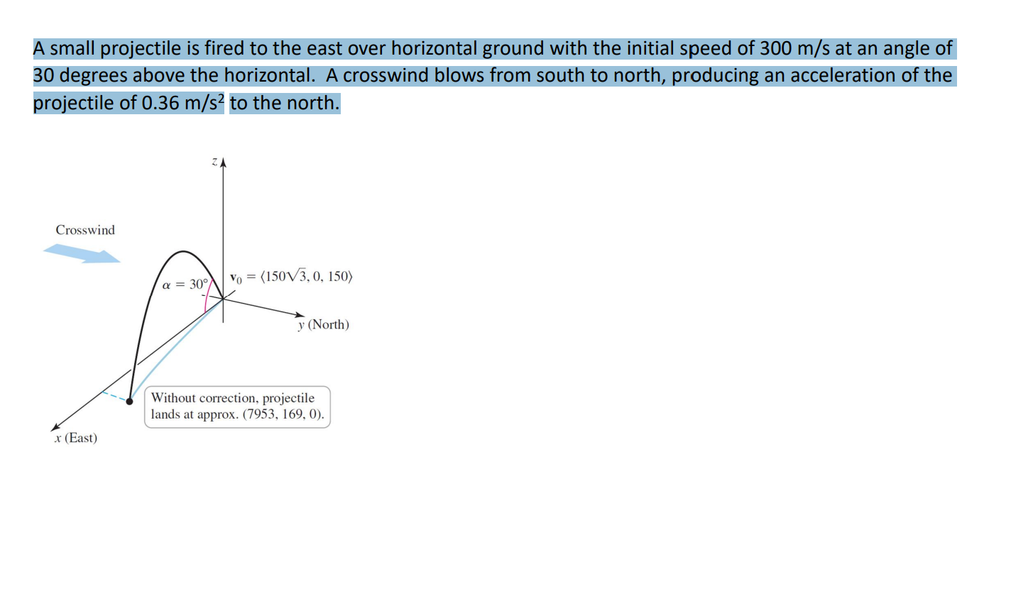 A Small Projectile Is Fired To The East Over Horizontal Ground With The Initial Speed Of 300 M S At An Angle Of 30 Degre 1